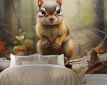 Eekhoorn schilderij lichte kleuren