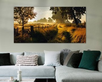 Gouden Ochtendlicht in Friesland van Vlindertuin-Art