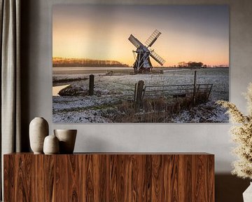 Mill 't White Mill in Groningen in the snow by KB Design & Photography (Karen Brouwer)