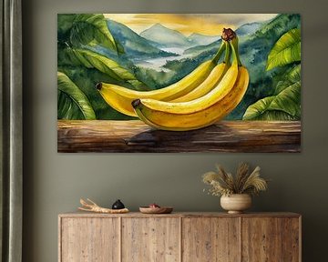 Bananen auf einem Holztisch, Kunstdesign