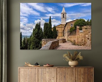 Pienza kerk en stadsmuur, Italië van Adelheid Smitt