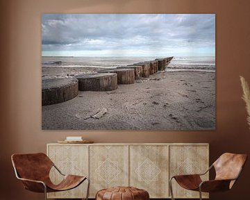 Oostzeestrand met dramatische wolken en zee in Fischland Zings van Thilo Wagner