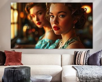 Vintage Portret van Elegante Dames van Vlindertuin-Art