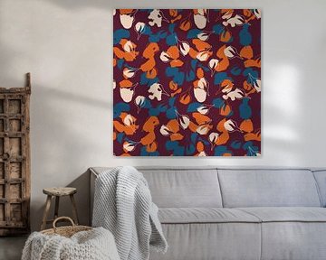 Flower market Oslo. Nordic blossom in wine red, blue and burnt orange by Dina Dankers