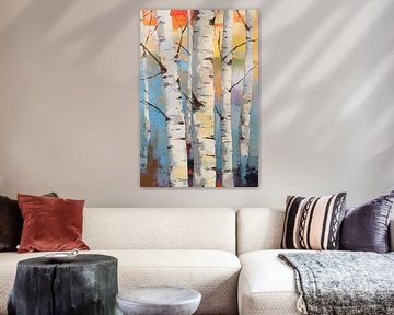 Colorful Aspen Forest Painting Wall Art Print by Art In Focus