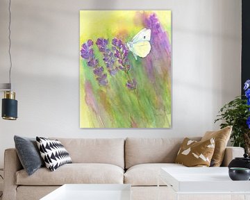 White butterfly meets purple lavender by Karen Kaspar