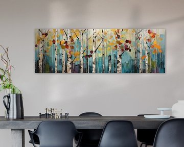 Aspen Bos Palet Mes Stijl Brede Print Olieverfschilderij van Art In Focus