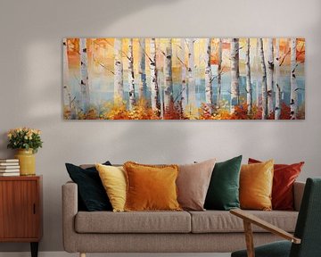 Wide Aspen Forest Palette Knife Style Oil Painting by Art In Focus