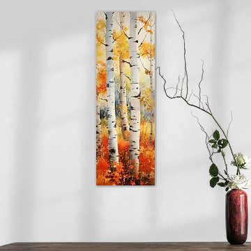 Peinture aquarelle d'automne colorée de la forêt de trembles