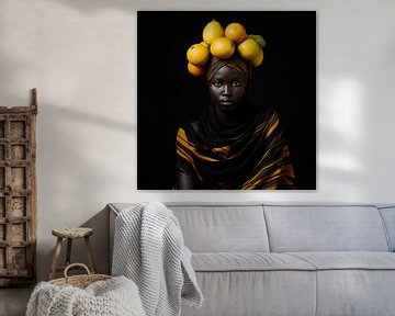 Afrikaanse vrouw met gele fruit van The Xclusive Art