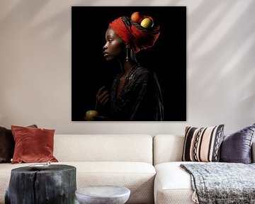 Afrikaanse vrouw met fruit van The Xclusive Art