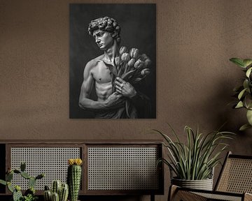 Michelangelo's David met Tulpen van PixelMint.