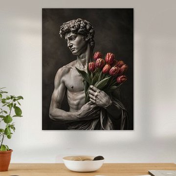 Michelangelo's David with Tulips by Salt Theory