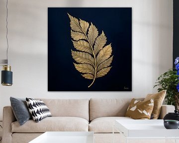 Feuille d'or sur fond sombre sur Lauri Creates