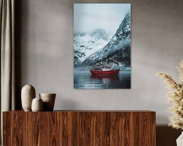 Boot in de winterfjord