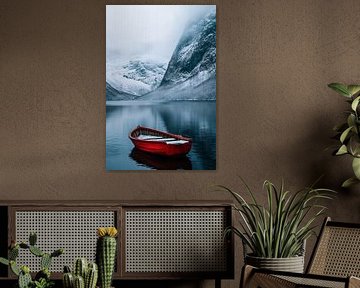 Boot im Winterfjord