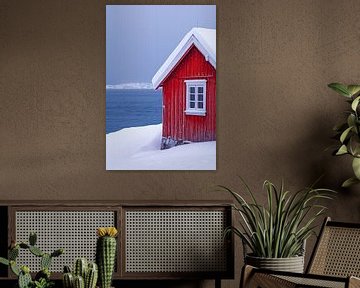 Huis aan zee in de winter van fernlichtsicht