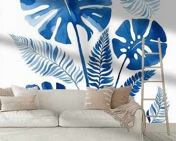 Blätter in Indigoblau von Caroline Guerain