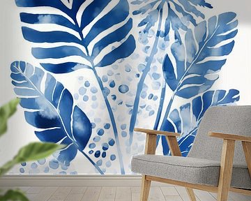 Blätter, Delfter Blau von Caroline Guerain