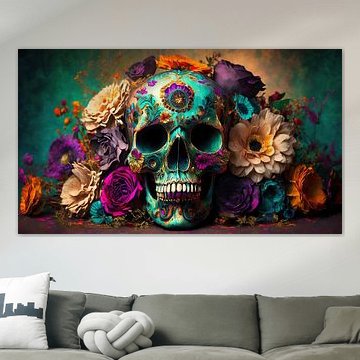 Schädel mit Blüten von Uwe Merkel