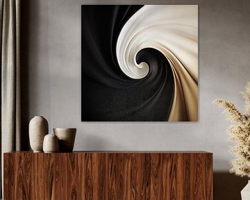 Moderne Wellen gold-schwarz-weiß von The Xclusive Art