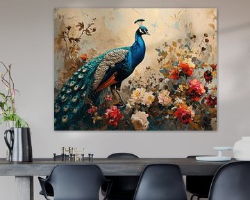 Schöne Pracht - Pfau in blühender Harmonie von Eva Lee