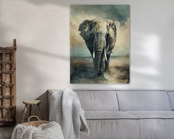 Prints of Time - L'éléphant dans la brume sur Eva Lee