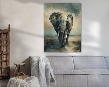 Prints of Time - Elephant in the Mist by Eva Lee