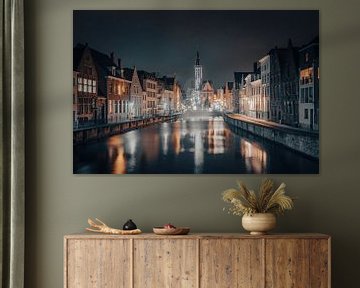 Vue de la place Jan van Eyck pendant le Winter Glow de Bruges sur Daan Duvillier | Dsquared Photography