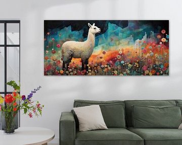 Lama géométrique | Portrait d'animal coloré sur Art Merveilleux