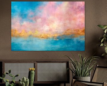 Abstrakt, Meer und Wolken, Pfirsichflaum von Joriali Abstrakte Kunst