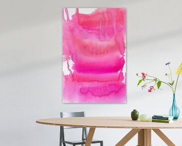 Abstract colorful watercolor in bright pink. by Dina Dankers