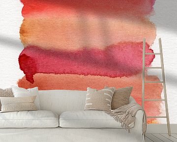 Abstrakte bunte Aquarellfarbe in lila, rot, braun und orange von Dina Dankers
