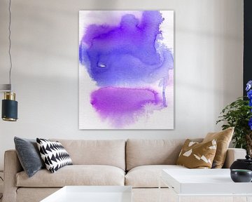 Abstracte kleurrijke aquarel in violet en paars. van Dina Dankers