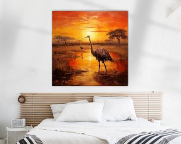 Ostrich in savannah by The Xclusive Art