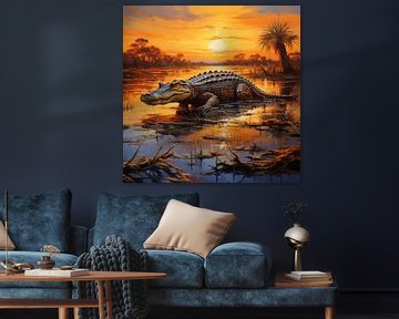 Crocodile dans la savane sur TheXclusive Art