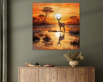 Gazelle in savanne van TheXclusive Art