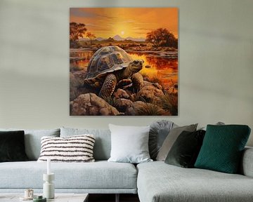 Schildpad in savanne van The Xclusive Art