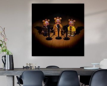 3 Muppets Lego-Minifiguren (Fozzie Bär) singend von Francisco Dorsman