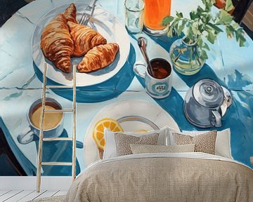 Blauwe ontbijttafel croissant van studio snik.