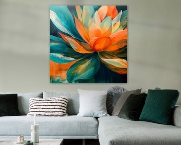 Fleur de lotus abstraite sur But First Framing