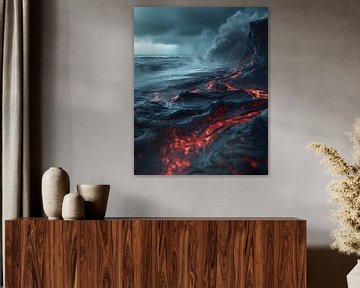 Lavastroom in IJsland van fernlichtsicht