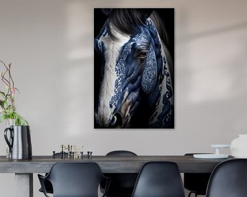 Paard met Delfts Blauwe vacht van Marianne Ottemann - OTTI