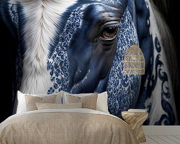 Paard met Delfts Blauwe vacht van Marianne Ottemann - OTTI
