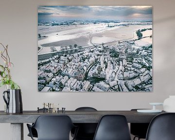 Vue aérienne de Hattem par une froide matinée d'hiver sur Sjoerd van der Wal Photographie