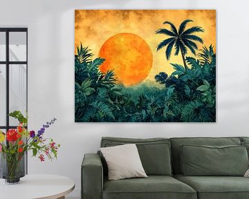 Tropische Landschaft mit aufgehender Sonne von Studio Allee