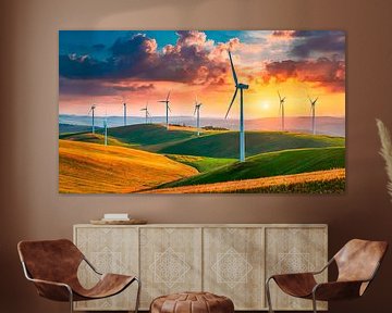 Wind turbines in the landscape by Mustafa Kurnaz