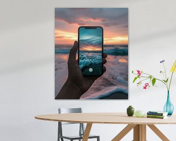 Op het strand met je mobiele telefoon van fernlichtsicht