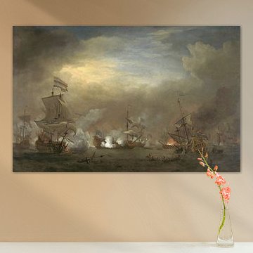 VOC Seeschlacht Gemälde: Cornelis Tromp auf dem Schiff 'Goldener Löwe'