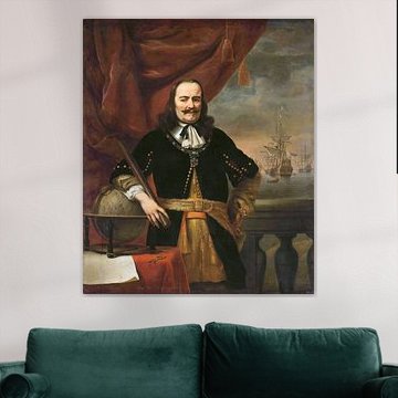 Portret schilderij: Michiel de Ruyter als luitenant-admiraal, Ferdinand Bol, 1667 
